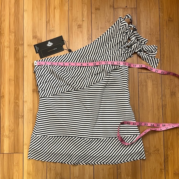 NWT BCBG Silk One Shoulder Striped Top Size XS - Picture 11 of 16